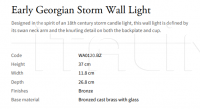 Настенный светильник Early Georgian Storm WA0120.BZ Vaughan
