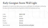 Настенный светильник Early Georgian Storm WA0220.BZ Vaughan