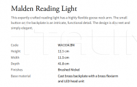 Настенный светильник Malden Reading WA0304.BN Vaughan