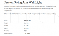 Настенный светильник Preston Swing Arm WA0381.BR Vaughan