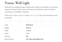 Настенный светильник Touzac WA0028.G Vaughan