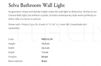 Настенный светильник Selva Bathroom WB0045.NI Vaughan