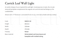 Настенный светильник Carrick Leaf WA0050.NI Vaughan