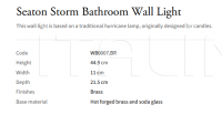 Настенный светильник Seaton Storm Bathroom WB0007.BR Vaughan