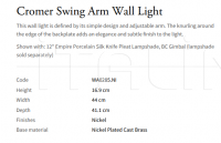 Настенный светильник Cromer Swing Arm WA0285.NI Vaughan