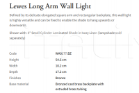 Настенный светильник Lewes Long Arm WA0177.BZ Vaughan