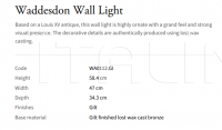 Настенный светильник Waddesdon WA0112.GI Vaughan