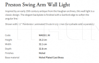 Настенный светильник Preston Swing Arm WA0381.NI Vaughan
