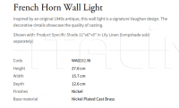 Настенный светильник French Horn WA0282.NI Vaughan