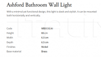 Настенный светильник Ashford Bathroom WB0036.NI Vaughan