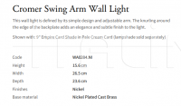 Настенный светильник Cromer Swing Arm WA0284.NI Vaughan