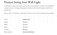 Настенный светильник Preston Swing Arm WA0081.BZ Vaughan