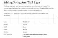 Настенный светильник Stirling Swing Arm WA0289.BZ Vaughan