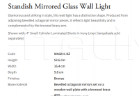 Настенный светильник Standish Mirrored Glass WA0236.BZ Vaughan