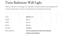 Настенный светильник Turin Bathroom WB0022.CH Vaughan