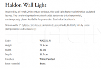 Настенный светильник Haldon WA0331.IV Vaughan