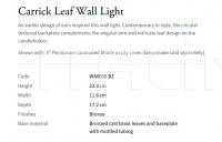 Настенный светильник Carrick Leaf WA0050.BZ Vaughan