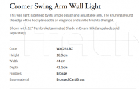 Настенный светильник Cromer Swing Arm WA0285.BZ Vaughan