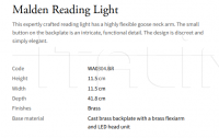 Настенный светильник Malden Reading WA0304.BR Vaughan