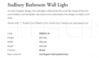 Настенный светильник Sudbury Bathroom WB0006.NI Vaughan