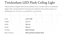 Потолочный светильник Twickenham LED Flush CL0255.BK Vaughan