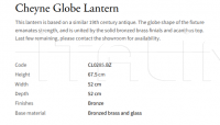 Подвесной светильник Cheyne Globe CL0285.BZ Vaughan