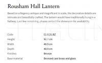 Подвесной светильник Rousham Hall CL0121.BZ Vaughan