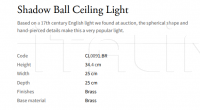 Подвесной светильник Shadow Ball CL0091.BR Vaughan