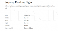 Подвесной светильник Stepney CL0241.BZ Vaughan