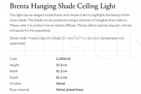 Подвесной светильник Brenta Hanging Shade CL0009.NI Vaughan
