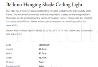 Подвесной светильник Belluno Hanging Shade CL0286.BR Vaughan