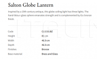 Подвесной светильник Salton Globe CL0253.BZ Vaughan