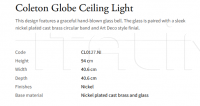 Подвесной светильник Coleton Globe CL0127.NI Vaughan
