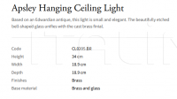 Подвесной светильник Apsley Hanging CL0205.BR Vaughan