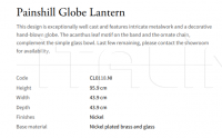 Подвесной светильник Painshill Globe CL0118.NI Vaughan