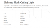 Потолочный светильник Blakeney Flush CL0201.BR Vaughan
