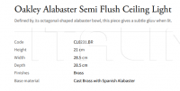 Потолочный светильник Oakley Alabaster Semi Flush CL0231.BR Vaughan