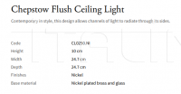 Потолочный светильник Chepstow Flush CL0250.NI Vaughan