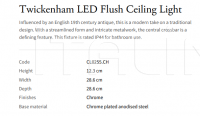 Потолочный светильник Twickenham LED Flush CL0255.CH Vaughan