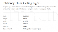 Потолочный светильник Blakeney Flush CL0201.NI Vaughan