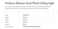 Потолочный светильник Pershore Alabaster Semi Flush CL0230.BR Vaughan