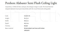 Потолочный светильник Pershore Alabaster Semi Flush CL0230.NI Vaughan