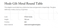 Стол обеденный Heale Gilt Metal FT0067.GI.GL Vaughan