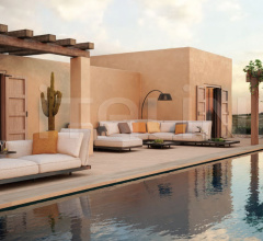 Итальянские Уличная мебель - Диван MOZAIX LOUNGE MAHOGANY SET 01 фабрика Royal Botania