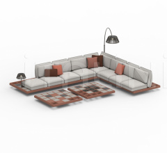 Итальянские Уличная мебель - Диван MOZAIX LOUNGE MAHOGANY SET 02 фабрика Royal Botania