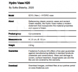 Ваза Hydro Vase H20 Fredericia