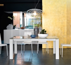 Итальянские Столы обеденные - Стол раздвижной OMNIA GLASS фабрика Calligaris