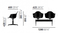 Система сидений Eames Plastic Armchair beam seating Vitra