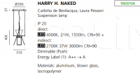 Подвесной светильник Harry H. naked Artemide