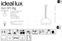 Подвесной светильник DON SP1 BIG Ideal Lux